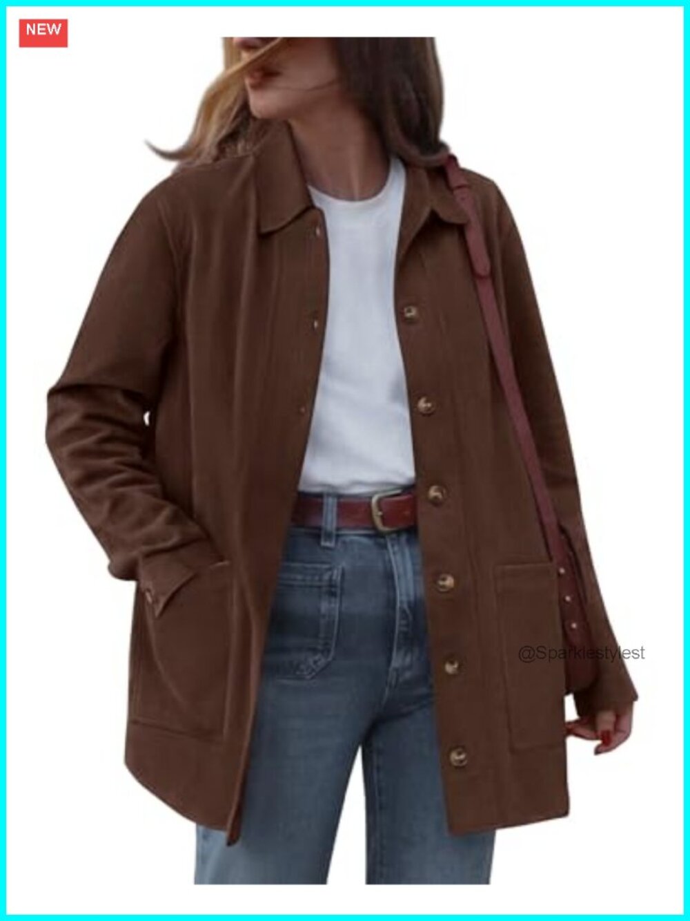 Faux Suede Button Down Jacket Women Lapel Collar Lightweight Winter Coat